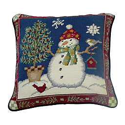 C&F Home Folk Snowman Needlepoint Pillow