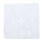 Infinity Merch Shower Mat w/ Drain Holes Suction Cups Anti-slip 21x21" Dot White