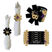 Big Dot of Happiness Mardi Gras - Masquerade Party Paper Napkin Holder - Napkin Rings - Set of 24