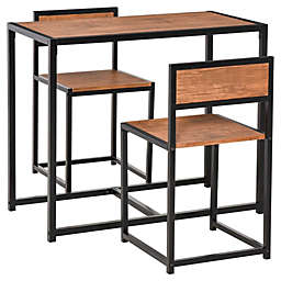 HOMCOM Industrial 3-Piece Dining Table and 2 Chair Set for Small Space in the Dining Room or Kitchen