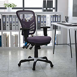 Emma + Oliver Mid-Back Dark Gray Mesh Multifunction Swivel Ergonomic Office Chair with Arms