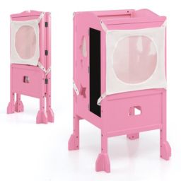 Costway Kids Kitchen Step Stool with Adjustable Height & Safety Netting