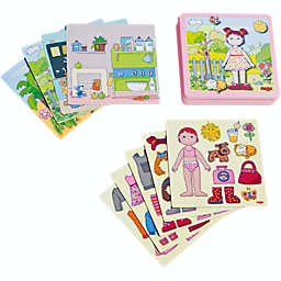 HABA Dress-up Doll Lilli Magnetic Game Box - 54 Magnet Pieces and 4 Backgrounds in a Sturdy Metal Tin