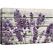 Wall26 Retro Style Purple Flowers on Vintage Wood Wall Art 12" x 18"