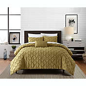 Chic Home Bradley Comforter Set Diamond Pinch Pleat Pattern Design Bedding - Decorative Pillow Shams Included - 4 Piece - King 104x92", Mustard