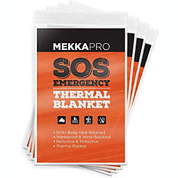 MEKKAPRO Emergency Mylar Thermal Blankets (4-Pack), Pocket Sized for Emergencies, Camping, Outdoors, Hiking, Survival, First Aid (Gold)