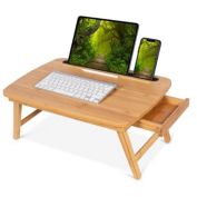 BirdRock Home Portable Sit or Stand Desk with Storage Drawer and Media Slot