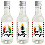 Big Dot of Happiness Happy Kwanzaa - Mini Wine and Champagne Bottle Label Stickers - Party Favor Gift for Women and Men - Set of 16