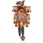 Alexander Taron 9.25" Brown, Yellow, and Blue Engstler Contemporary Full Size Weight-Driven Cuckoo Clock