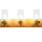 Costway 3-Light Vanity Lamp Gold Finish Clear Glass Shade