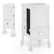 Costway Folding Wooden Kids Kitchen Step Stool, White