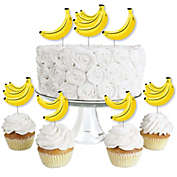 Big Dot of Happiness Let&#39;s Go Bananas - Dessert Cupcake Toppers - Tropical Party Clear Treat Picks - Set of 24