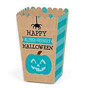 Big Dot of Happiness Teal Pumpkin - Halloween Allergy Friendly Trick or Trinket Favor Popcorn Treat Boxes - Set of 12