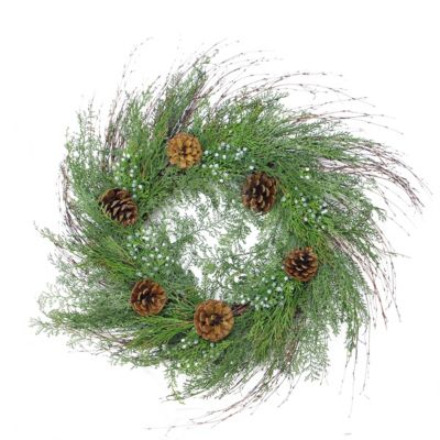 Arett Sales 30" Mixed Cedar Pine Cone and Juniper Berry Artificial Christmas Wreath - Unlit