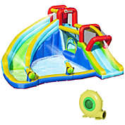 Halifax North America Kids Inflatable Bounce House with Slide, Water Gun, Pool, Climbing Wall with Inflator