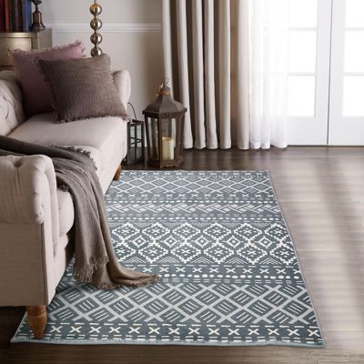 Vicyak Boho Moroccan Area Rug, Non Slip Indoor Rug, 3&#39; x 5&#39;, Grey, Floor Decoration Carpet Mat, Non-Shedding Rug for Living Room, Bedroom, Dining Room