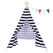 Zimtown Kids Portable Play Tent House in Blue and White Stripes