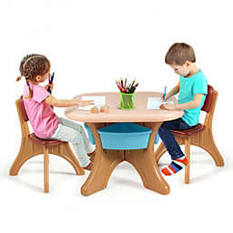Slickblue Children Kids Activity Table & Chair Set Play Furniture W/Storage-Coffee