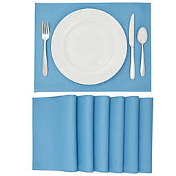 Farmlyn Creek Light Blue Burlap Placemats Set of 6 for Dining Table (12.75 x 16.75 In)