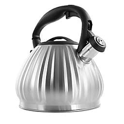 Mr. Coffee Donato 2.5 Quart Stainless Steel Round Whistling Tea Kettle Brushed Chrome