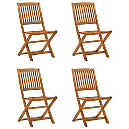 vidaXL Folding Patio Chairs 4 pcs Solid Eucalyptus Wood