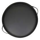 Alternate image 0 for Juvale Faux Leather Round Serving Tray with Handles for Coffee Table and Ottoman (Black, 14.5 x 2 In)