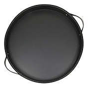 Juvale Faux Leather Round Serving Tray with Handles for Coffee Table and Ottoman (Black, 14.5 x 2 In)