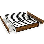 Slickblue Metal Bed Frame with 4 Drawers-Full Size