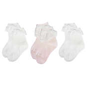 Wrapables Toddler Girl Cotton Mesh Lace Cuff Socks (Set of 3)