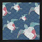 Great Art Now Sea Side BoHo Pattern - Turtles by LightBoxJournal 13-Inch x 13-Inch Framed Wall Art