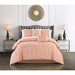 Chic Home Ahtisa Comforter Set Jacquard Floral Applique Design Bedding Blush, Queen