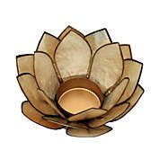 Contrast Smoke Brown Capiz Shell Lotus Flower Small Tealight Candle Holder