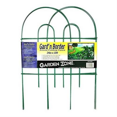 Garden Zone Origin Point Garden Border Round Folding Fence, Green, 24 x 10'