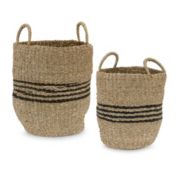 Melrose Home Decorative Basket (Set of 2) 13"D x 14"H, 13.5"D x 15"H Seagrass
