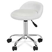 ZENY Adjustable Rolling Swivel Stool Chair with Back Rest in White