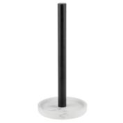 mDesign Modern Marble Stand Up Paper Towel Roll Holder/Dispenser - Marble/Black