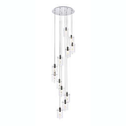 Elegant Lighting Luxurious Hana 12 Lights Pendant for Living Room, Kitchen, Bedroom & Hallway, Chrome