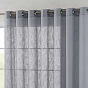 THD Serena Faux Linen Textured Semi Sheer Grommet Patio Door Panel - Grey