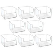 mDesign Plastic Garage Storage Organizer Bin Box with Front Dip