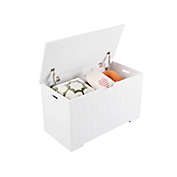 Homfa Kids Toy Box, Toy Storage Chest with 2 Safety Hinges, White Storage Box with Flip-Top Lid Open and Close Slowly