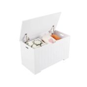 Homfa Kids Toy Box, Toy Storage Chest with 2 Safety Hinges, White Storage Box with Flip-Top Lid Open and Close Slowly