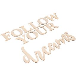Bright Creations Genie Crafts Unfinished Wood Sign and Wood Letters, Follow Your Dreams