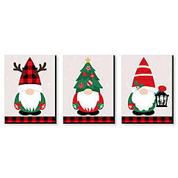 Big Dot of Happiness Red and Green Holiday Gnomes - Christmas Wall Art Room Decor - 7.5 x 10 inches - Set of 3 Prints