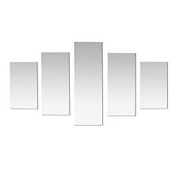 Americanflat Adhesive Mirror Tiles - Art Deco Panorama Design - Peel and Stick Mirrors for Wall. Frameless Mirrors for Bedroom and Living Room Decor (5pcs Set)