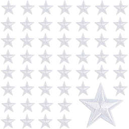 Bright Creations Small White Star Embroidery Patches for Clothing, Iron On Sewing Appliques (1.37 in, 50 Pack)