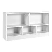 Slickblue Kids 2-Shelf Bookcase 5-Cube Wood Toy Storage Cabinet Organizer-White