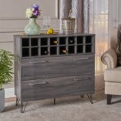 GDFStudio Annabelle Mid Century Finished Faux Wood Wine and Bar Cabinet