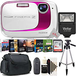 film Finepix Z35 10MP Digital Camera (Pink / White) with Young Pros Bundle