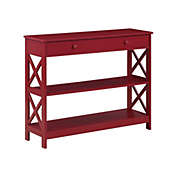 Convenience Concepts Oxford 1 Drawer Console Table with Shelves, Red