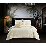 Chic Home Alianna Comforter Set Crinkle Crushed Velvet Bedding - Decorative Pillow Shams Included - 5-Piece - King 104x92", Beige